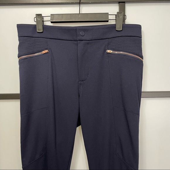 [10]✨NWOT✨Athleta | Ponte Moto Pant 2.0 | Navy Blue w/ Rose Gold Zippers - Picture 4 of 14